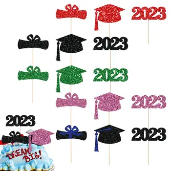 2023 Lõpetamise Kasuks Sildid Sädelev Glitter Disain Lõpetamise Kasuks Sildid 2023 Õnnitlused Grad Asjade Lillepoti Märgised 2023