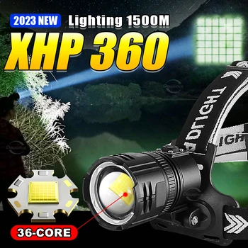XHP360 Pea LED Valgusega Võimsaid LED Esilatern 18650 Tüüpi-C Laetav Esitulede 7800mAh pea Lamp Kalapüük, Telkimine Pea Laterna