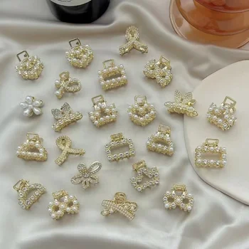 Pearl Rhinestone Mini Juuksed Küünis Retro Diamond Flower Naised, Tüdrukud Crab Claw Clip Väike Juuksenõelad Juuksed Krabid Tüdrukud, Juuksed Tarvikud
