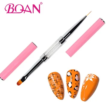 BQAN 1 Tk Topelt-peaga, 9 mm, Nail Art, Puust Harja UV Gel prantsuse Pintsel #6, Maniküür Küünte Art Maali Pen Tool Ovaalne Juuksed Tööriista