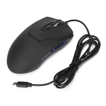 Juhtmega Hiir Sinise Taustavalgustusega C-Tüüpi Ergonoomiline Multimeedia Klahvid Reguleeritav DPI Gaming Mouse Mängu Office Uuring