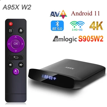 A95X W2 Android 11 Smart TV Box 4GB 64GB Amlogic S905W2 2.4 G&5G Wifi Dual 4K BT5.0 A95XW2 2GB16GB Media Player Set Top Box