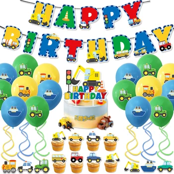Disney Engineering Sõiduki Ekskavaator Auto Happy Birthday Party Pilduma Latex Balloon Kook Lipu Kaunistamiseks Beebi Dušš Tüdruk Poiss Kingitus