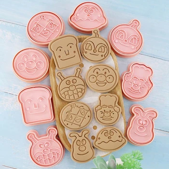 8 TK Anpanman Cookie Cutters 3D Vajutage Hallituse Jaapani Armas Anime Biskviit Hallituse Pool Kook Dekoratsioonid Plastist