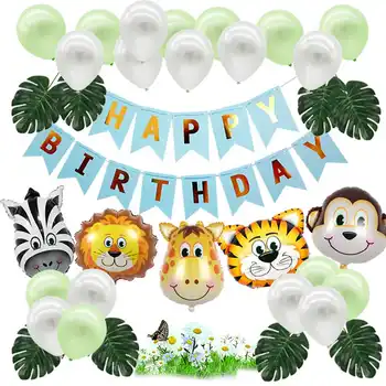 34pcs Komplekt Baby Shower Loomade Õhupallid Safari Troopiline Džungel Teema Õnnelik Sünnipäeva Tähistamine 5 Värvid