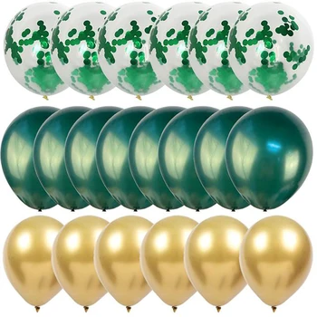20pc Roheline Õhupallid Komplekt Kroomitud Metallist Konfetit Õhupallid Jungle Safari Loomad Sünnipäeva Dekoratsioonid Pulmad Õhupallid Vanik