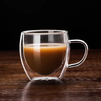 150ML Läbipaistev Klaas Kohvi Tassi Piima Viski Tee Õlu Loominguline kuumakindel Kokteil Viin Vein, Kruus Käepide