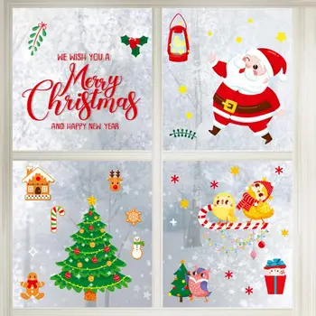 Fashion Christmas Kleebised Santa Claus Liimi-tasuta Cartoon Kleebis Jõulud Taustal Kaunistamine Seina Decal Kleebis