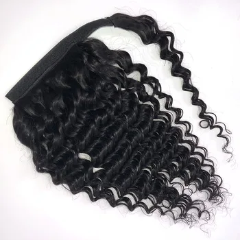 Sügav Laine, Mähis Ümber Hobusesaba Brasiilia juustest Hairpiece Clip Lainelise juuksepikendusi 8-28inch Mitte-remy