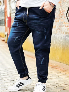 Pluss suurus M-8XL denim teksad Meestele venitada lahtised sirged teksad meeste laiad püksid nelja brändi hooaja puuvill dropshipping