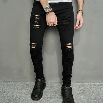2023 uus meeste teksad korea versiooni trend slim väike jalga venitada ripitud meeste teksad