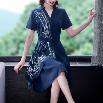 Talje salenemisele disaini mõttes kleit suvel lühikesed varrukad Hiina stiilis õmblemine varruka pikkus särk, seelik naistele