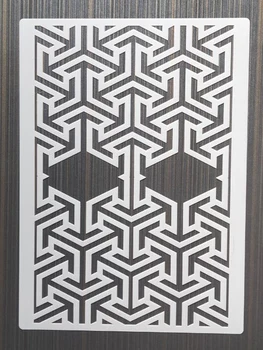 1 Tükk 21*29Cm Geomeetrilisi Mustreid DIY Kihilisus Šabloonid Seina Maali Külalisteraamatusse Värvimine Reljeef Album Dekoratiivsed Card Template