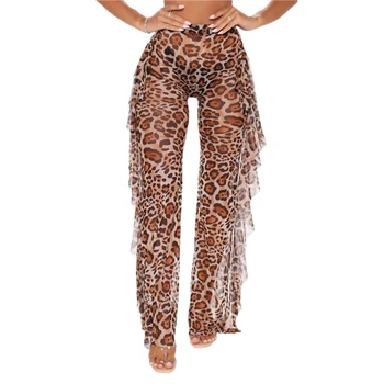 2021 Naiste Leopardi Trükkimine Stretch Püksid Pingul Kõrge Vöökoht Slim Püksid Vabaaja Pool Vurrud Teenetemärgi Pikad Püksid Coverup