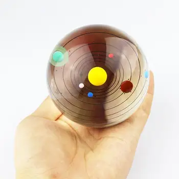 80mm 3D Crystal Ball, Päikese Süsteem koos LED-Valgustus Baasi Kääbus Planeedid Mudel Klaas Maailma Pallid Ornament Home Decor