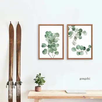Akvarell Roheline Eukalüpt Põhjamaade Plakatid Botaanika Jätab Lõuend Seina Maali Kunst Pildid elutuba Kodu Kaunistamiseks