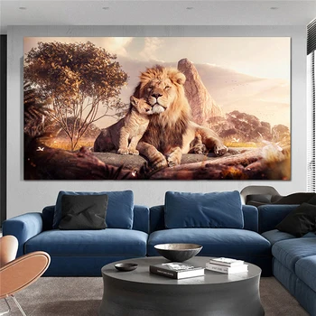 Moodsa Kunsti Lõvi Päikeseloojangut Suured Lõuendile Maali Loomade Seina Art Pilt Elutuba Magamistuba Decor Kunsti Plakati Print Home Decor