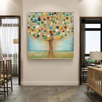 Kaasaegne Plakatid ja Pildid, Lõuend Seina Art õlimaal Abstraktne Raha Apple Tree Pildid Elavad Kodus, Tuba Decor raamita