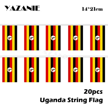 YAZANIE 14*21cm 20PCS 5Meter Uganda String Trükitud Lipu Riikide Lippe ja Loosungeid Teenetemärgi Aktiivsuse Maailma Kohandatud Lipp