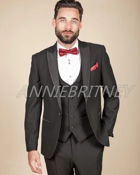 Tailor-Made Sobib Mood Pulma-Ülikond Meestele, Must Slim Fit 3 Töö Custom Made Ametlik Parim Mees Pool Smoking Komplekt