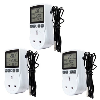 3X Digital Temperature Controller, Termostaat Pistikupesa Pesa Ühendage Kütte-Jahutus Taimeri Jaoks Homebrew Kasvuhoone UK Plug