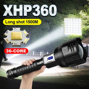 XHP360 Super Suure Võimsusega Laetav Led Taskulamp Võimas Tüüp-c laadimine Suur LED Laterna 5 Režiimid Pikk Shot Tõrvik Telkimine