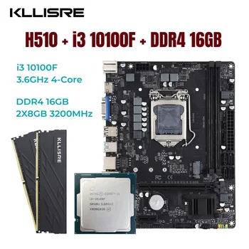Kllisre H510 Kit Intel Core i3 10100F 2*8 GB = 16 GB Mälu DDR4 3200 Lauaarvuti RAM LGA 1200 Emaplaadi Komplekt