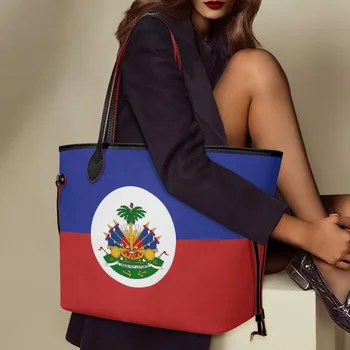 Twoheartsgirl Mood Haiti Lipu Mustriga Naiste õlakott Suure Mahutavusega Totes Sac reisimiseks Kaasaskantavad Lady PU Käekotid