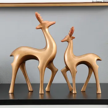 Euroopa Vaik Kuldne Põder Kaunistused Abstraktse Loomade Kujukeste Paari Lihtsa elutuba Raamaturiiul Käsitöö Ehteid Home Decor