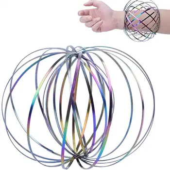 Maagiline Käevõru 3D Kevadel Metallist Voolu Rõngad Anti-stress Värvi Vedeliku Käevõru Interaktiivne Käepaela Lapsed Leevendada Stressi Mänguasi
