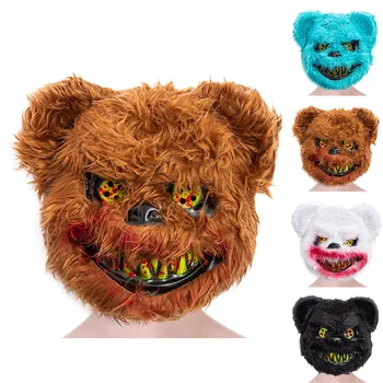 Õudus Maskid Verine Teddy Bear Full Face Mask Halloween Cosplay Kostüüm Jube Haunted House Palus Prop Teesklus Pool Peakatted