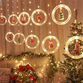 Jõulud String LED Tuled Jõulud Akna Tuled Xmas Rippuvad Tuled USB Jõulud Kardin String Tuled Nukud Vanikud